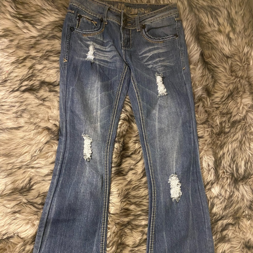 Dollhouse Jeans- Mid Rise- Flare Bottom